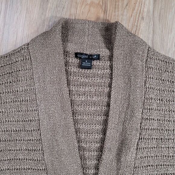 🔹️August Silk Brown Open Knit Cardigan Sweater Medium - Picture 3 of 8